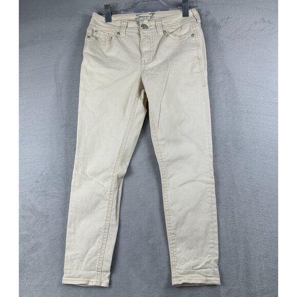 Seven7 Skinny Jeans Starlette Crop Womens Size 6 Mid Rise Denim Stretch Tan - Picture 1 of 12